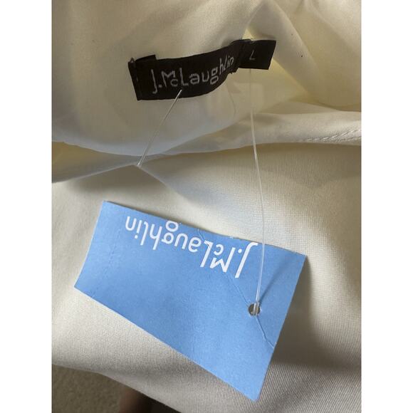 NWT J McLaughlin Sheath Dress Pleated Ponte 3/4 Sleeve Ivory Large Modest Mature - Picture 9 of 12